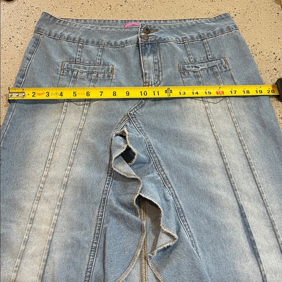 EDIKTED VALENCIA RUFFLED SLIT FRONT DENIM MAXI SKIRT BLUE SIZE MEDIUM - Picture 11 of 13